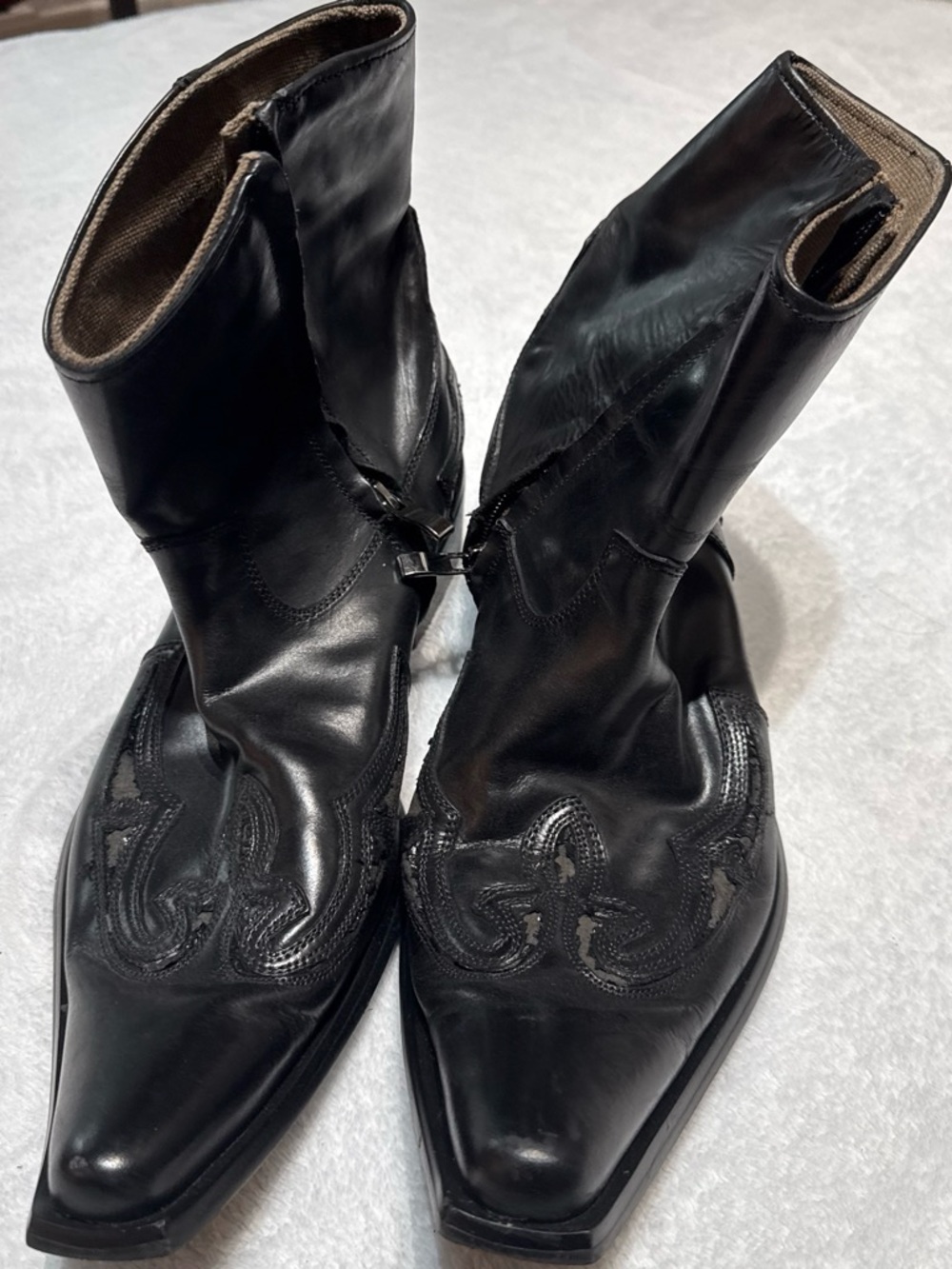 Black Leather Western Ankle Boots ALDO